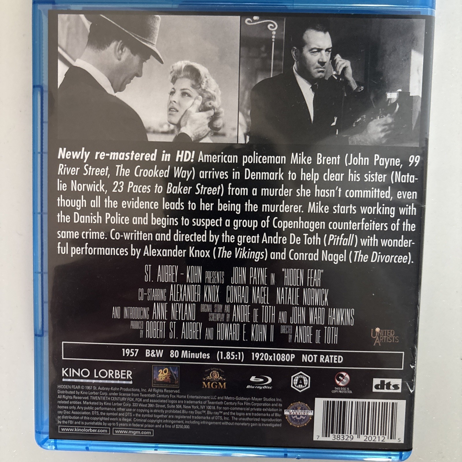 Hidden Fear (Blu-ray, 1957) OOP Kino Lorber Film Noir – Andre de Toth John Payne