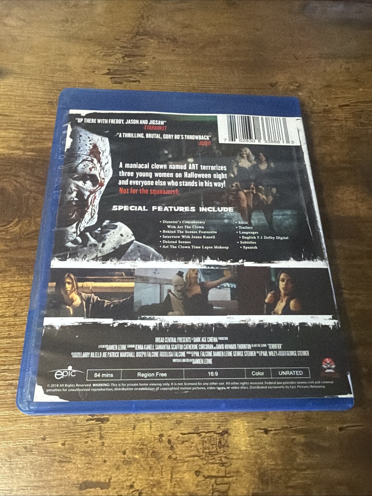 Terrifier (Blu-ray, 2016) Like New With Reversible Slip Cover! Art The Clown