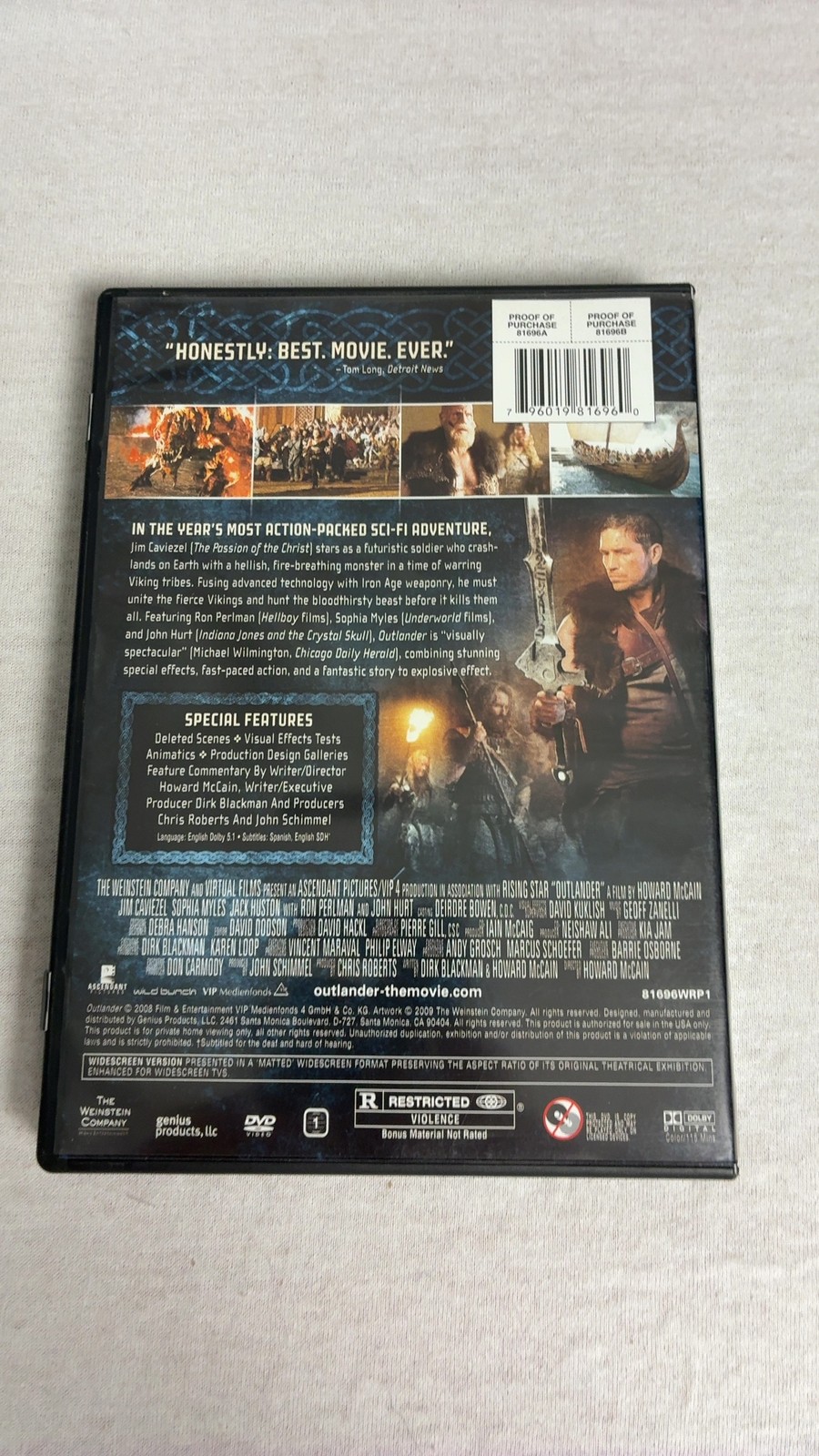 Weinstein Outlander DVD Howard McCain Jim Caviezel **Buy 2+ Save 45%**