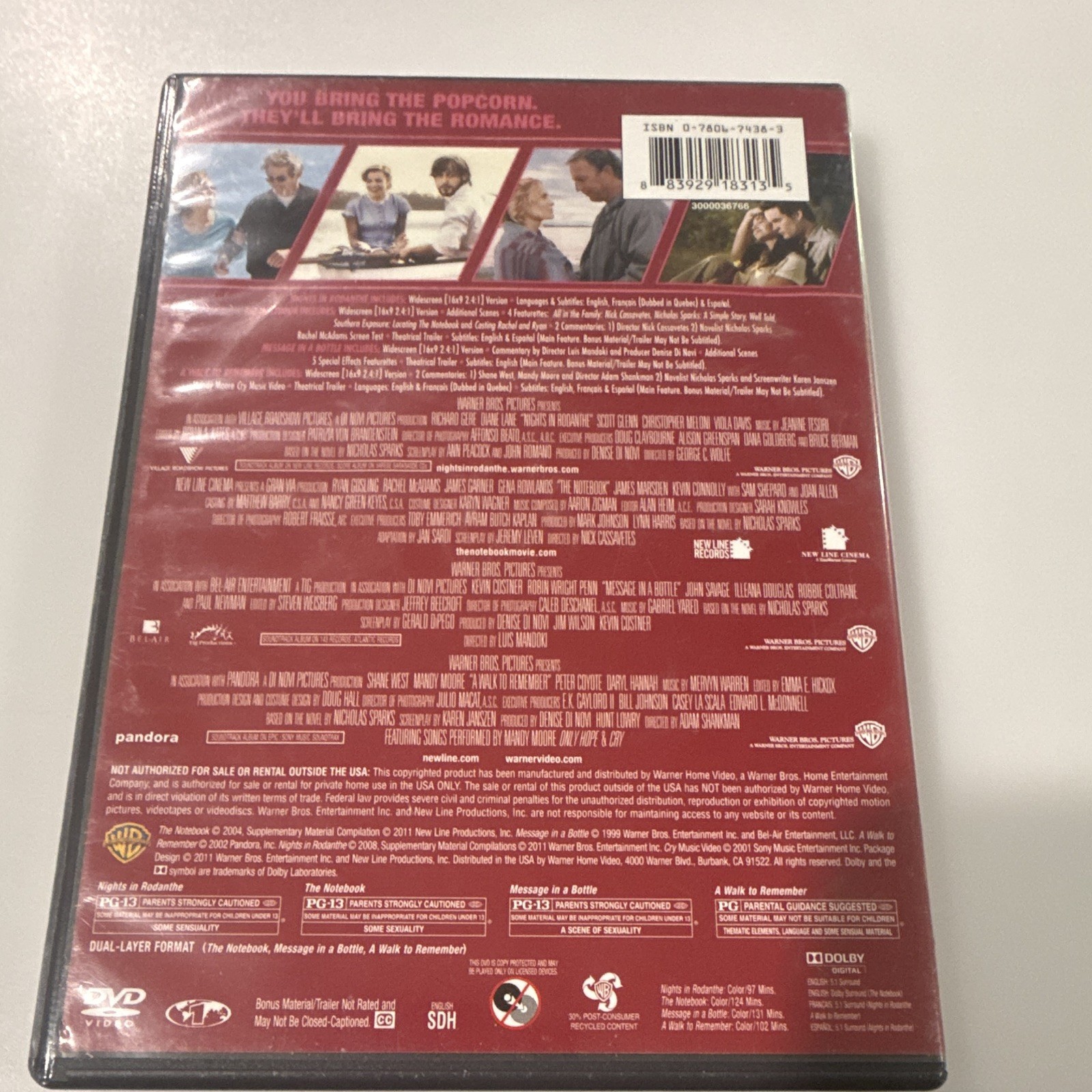 Warner Home Video Nicholas Sparks 4 Film Favorites DVD Box Set PG-13 R1