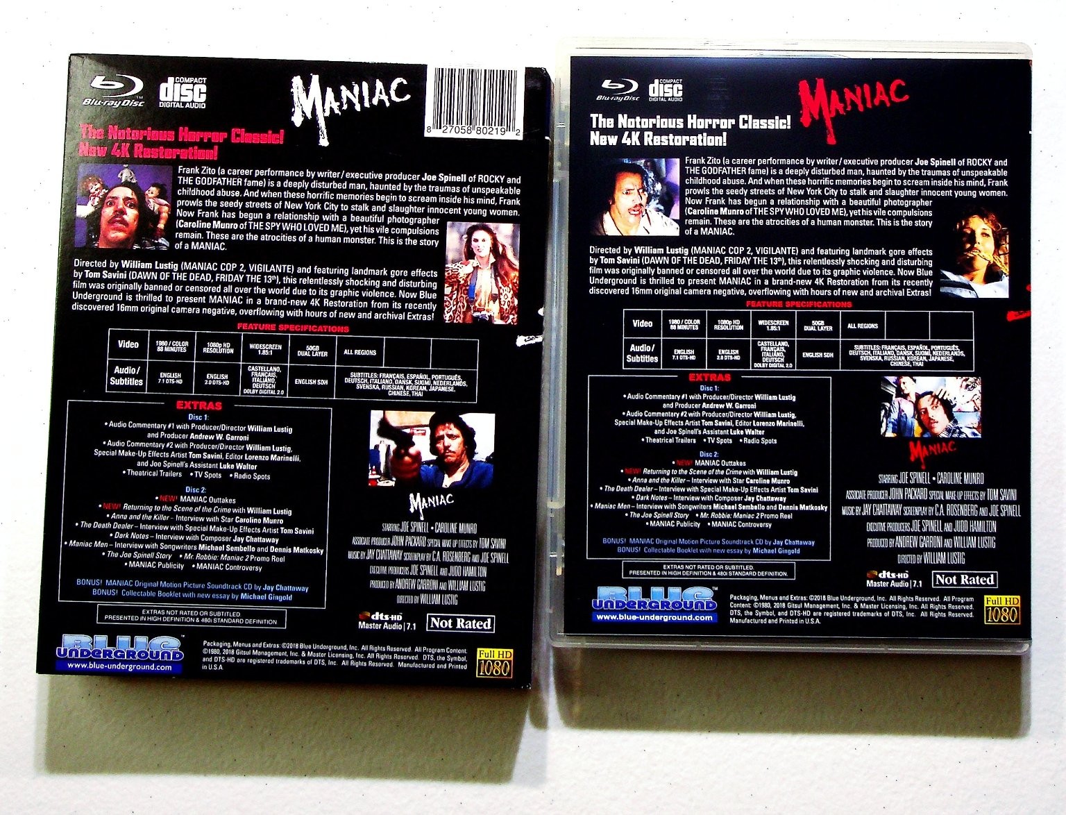 Maniac Blu-ray 2018 3-Disc Limited Edition William Lustig Joe Spinell Caroline