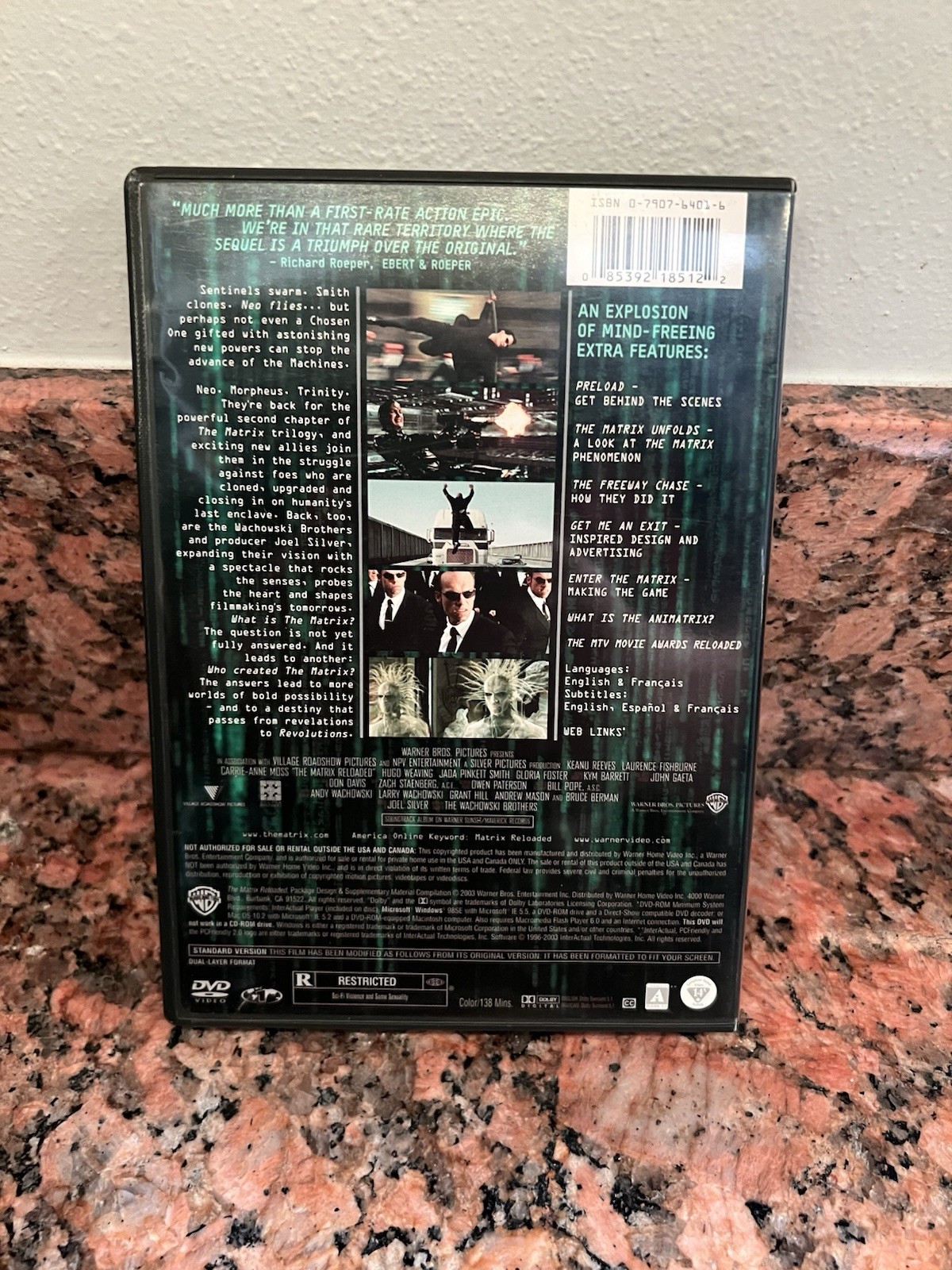 Warner Bros. The Matrix Reloaded DVD Full Screen (R) 2003 138 min Reeves