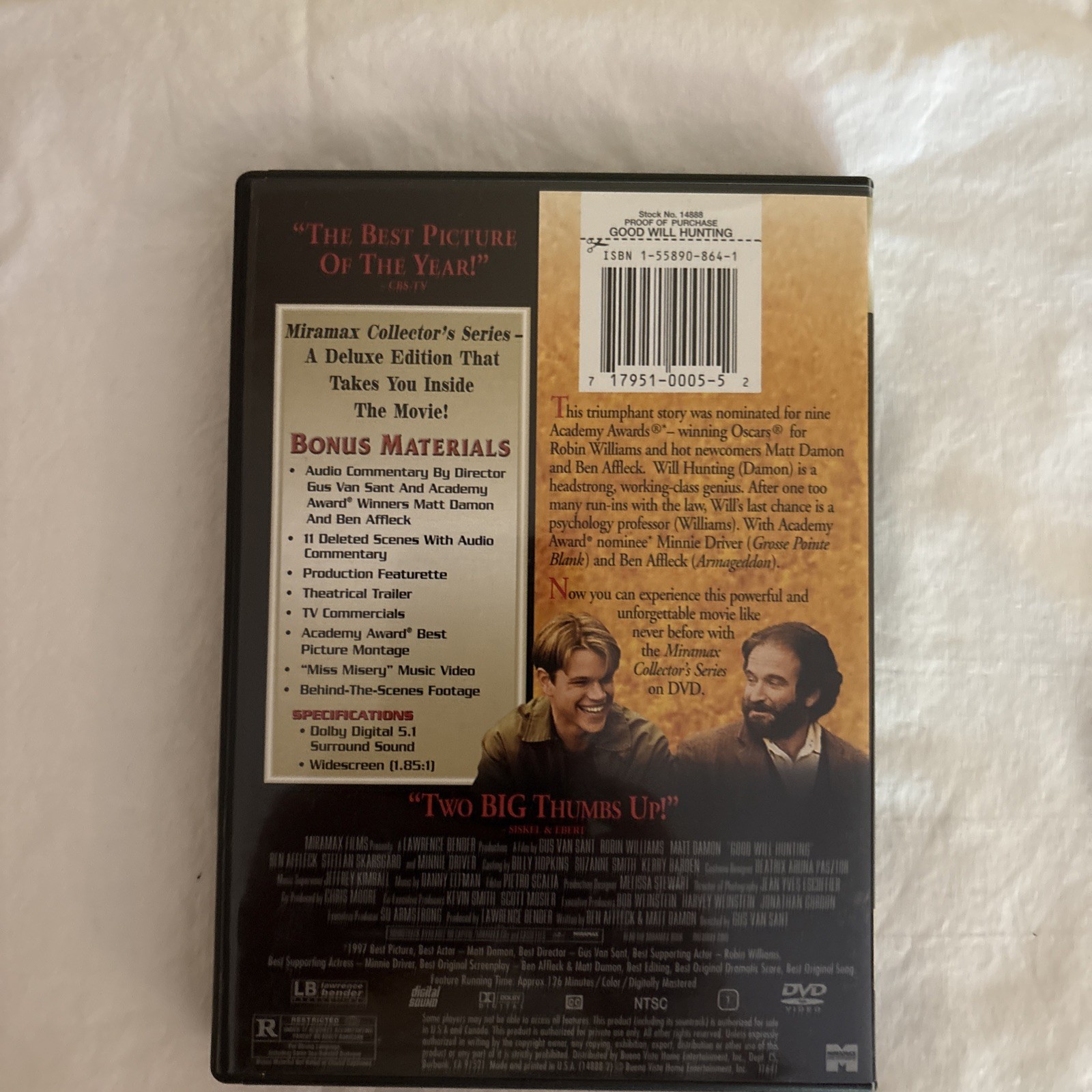 GOOD WILL HUNTING DVD 1997 Miramax Collector’s Series Widescreen Drama