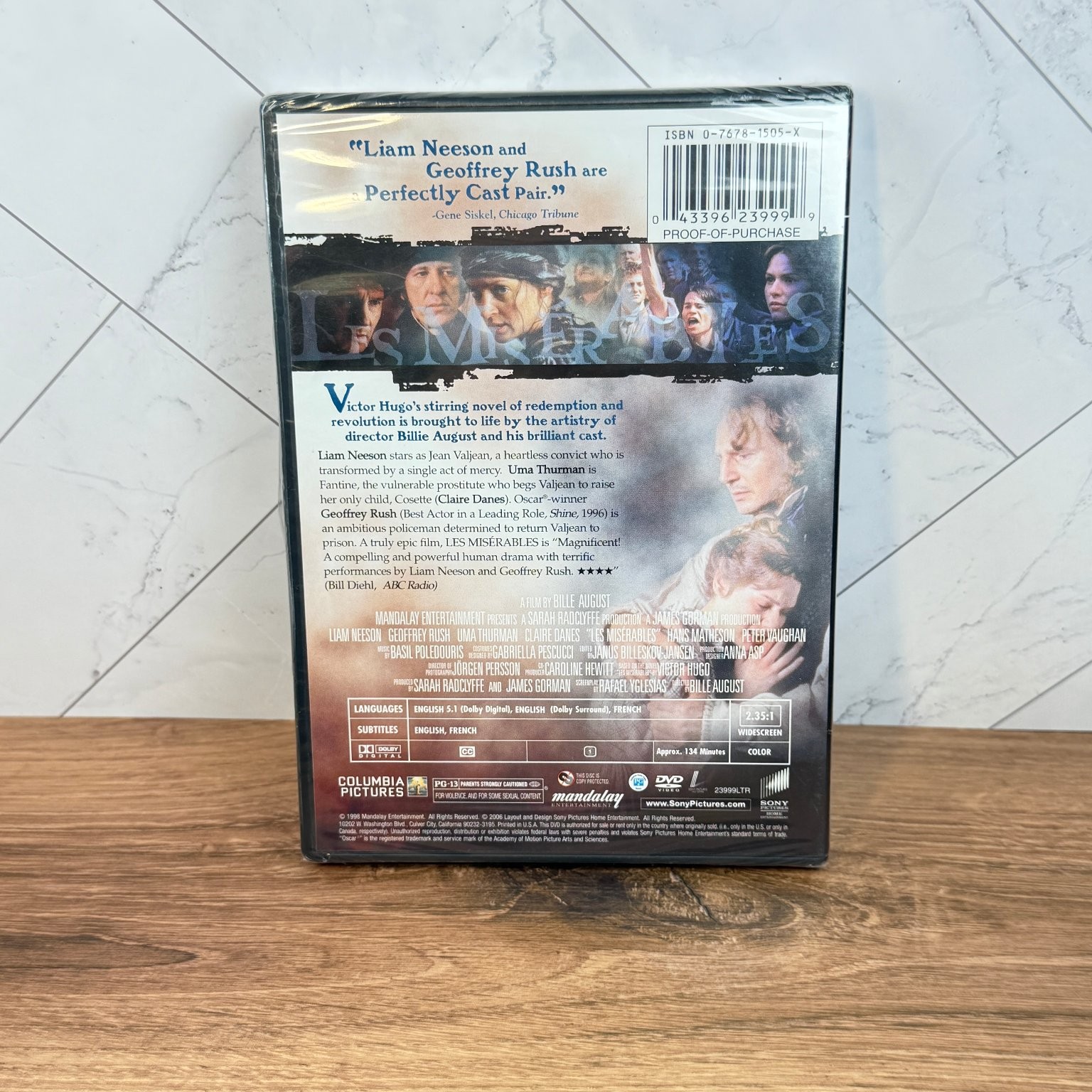 Les Misérables DVD 1998 Liam Neeson Geoffrey Rush Uma Thurman NEW SEALED