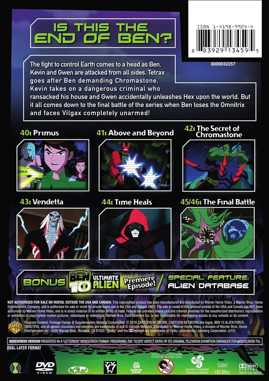 Cartoon Network – Classic Ben 10: Alien Force Vol. 9 [DVD][Region A/1] NEW