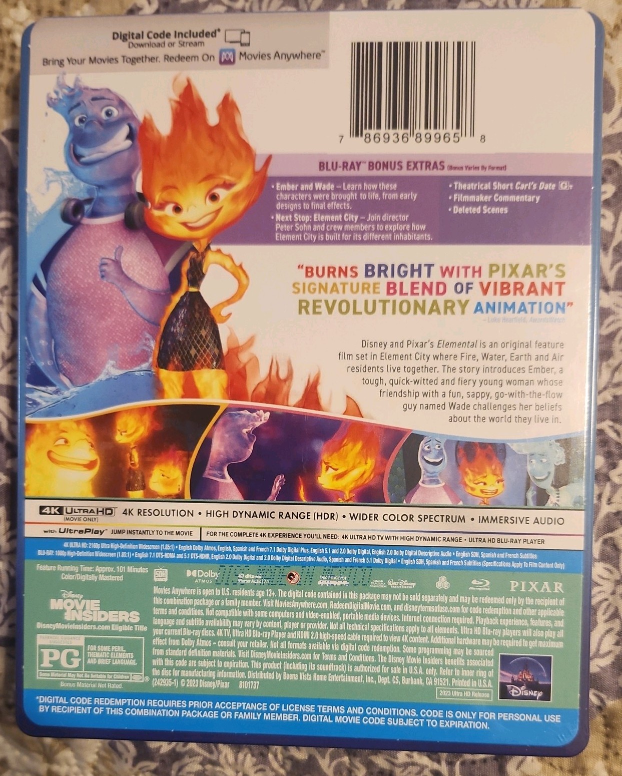 ELEMENTAL *Rare* Best Buy Exclusive 4K Ultra HD Blu-ray + Digital Steelbook New!