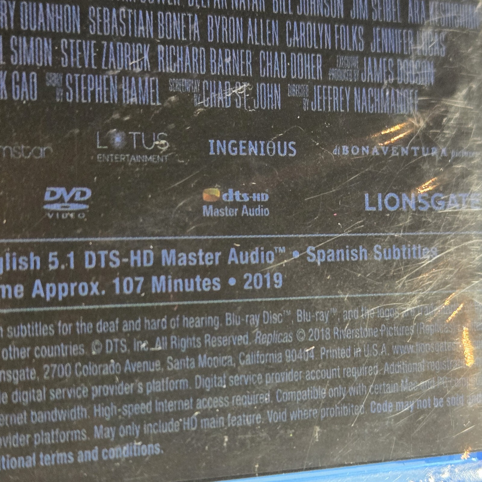 Replicas (Blu Ray+DVD+Digital) Keanu Reeves 2019 PG-13 New