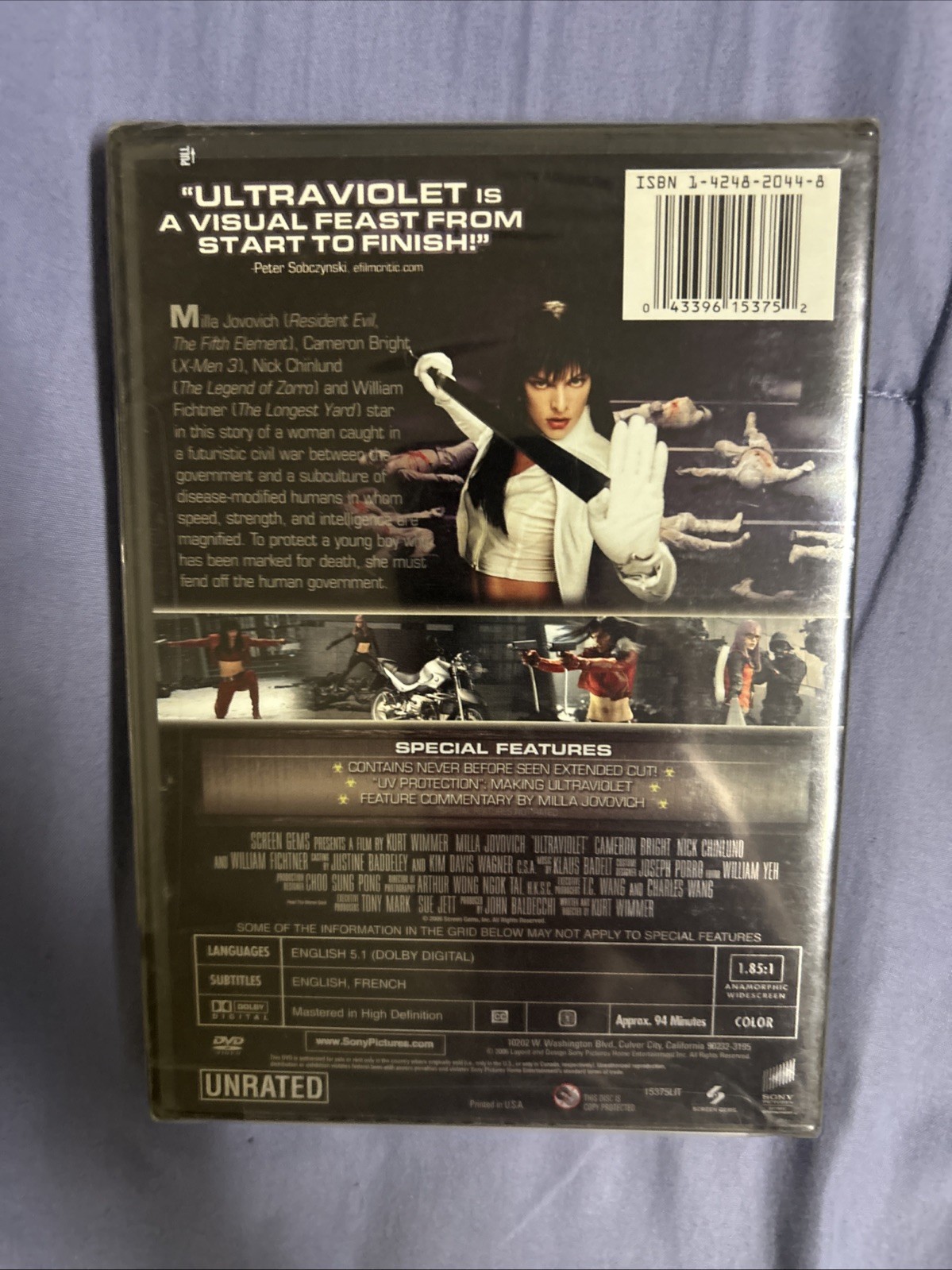 Ultraviolet 2006 DVD Milla Jovovich, Unrated Extended Edition