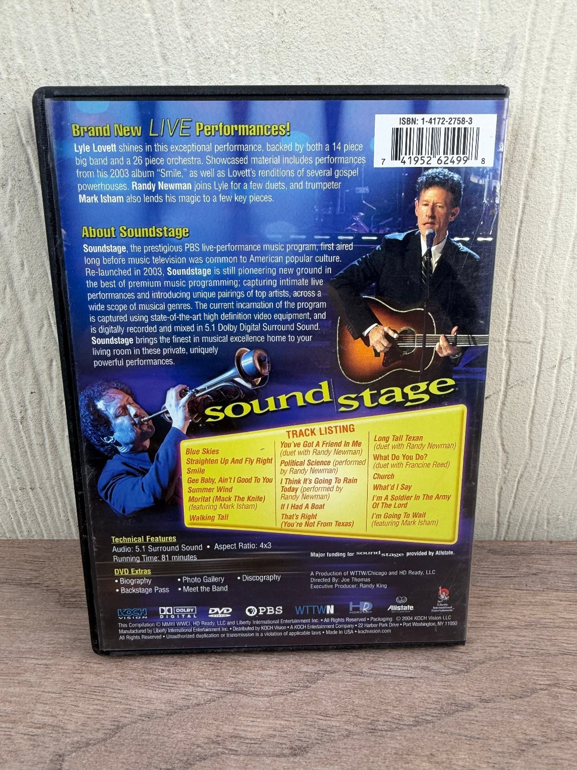 Soundstage Presents Lyle Lovett DVD 2004 Live Concert Randy Newman Mark Isham
