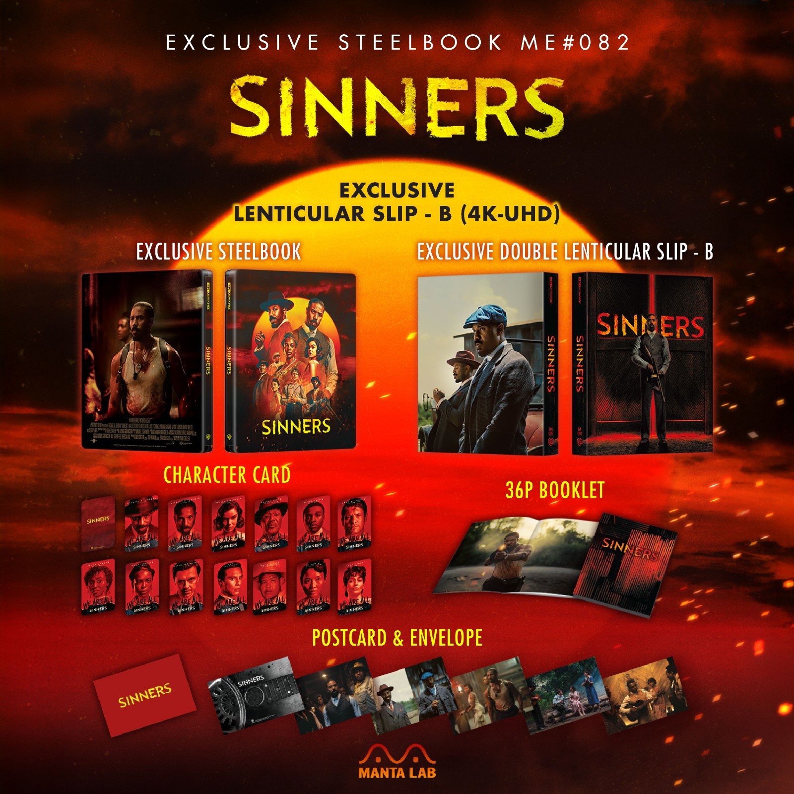 SINNERS 4K UHD Blu-ray Steelbook Manta Lab Exclusive 1-CLICK BOX SET Lenticular!