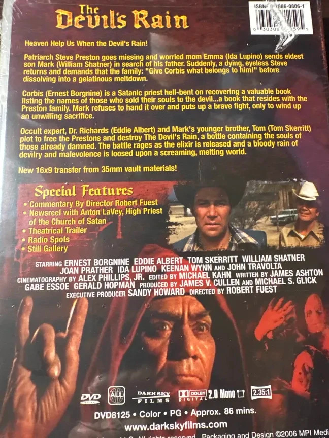 The Devil’s Rain DVD Shatner Borgnine Travolta 2006 Cult Horror NEW SEAL CUT UPC