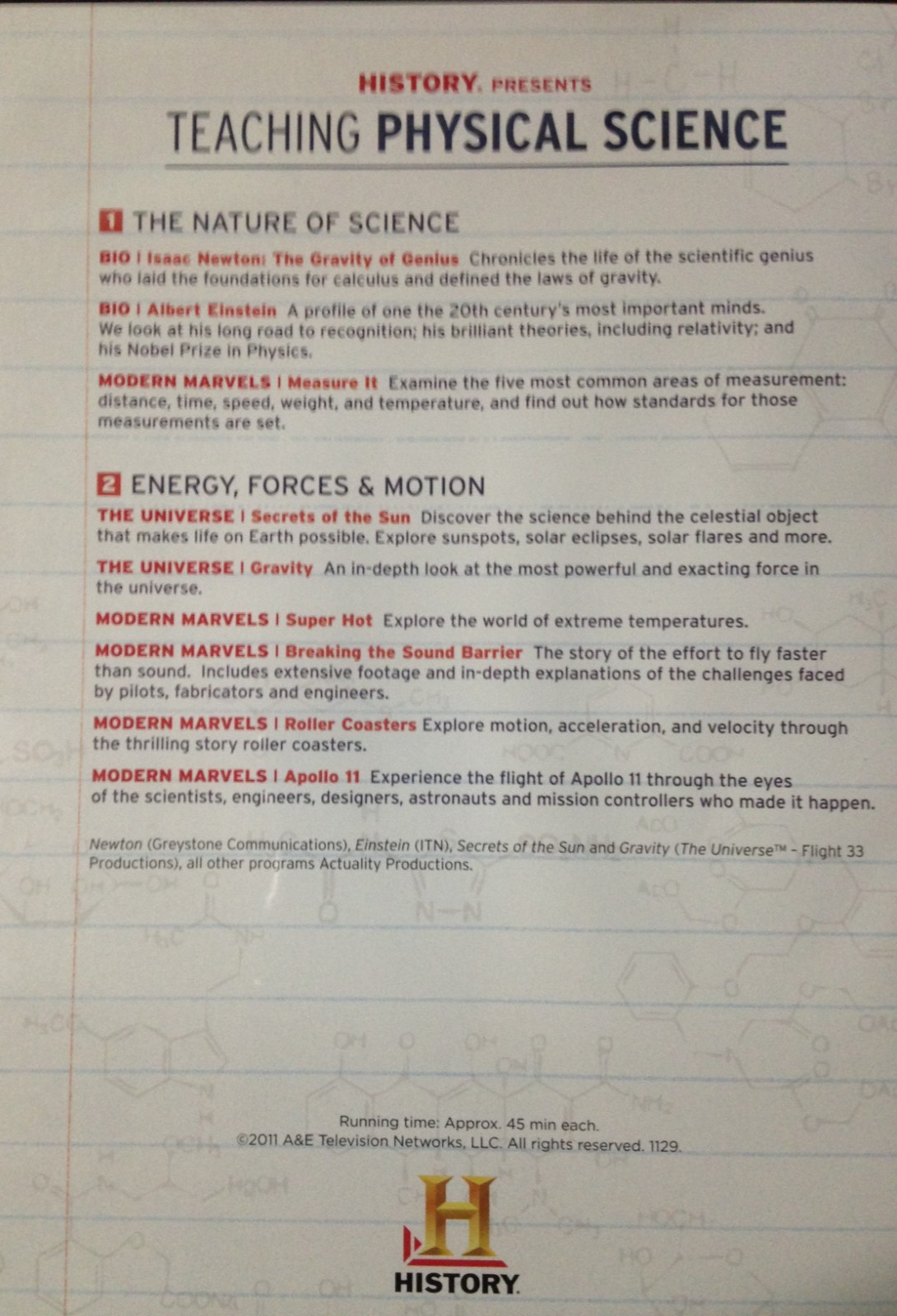 Teaching Physical Science, History Channel Presents, DVD, 2011, New, 14 Disc Set