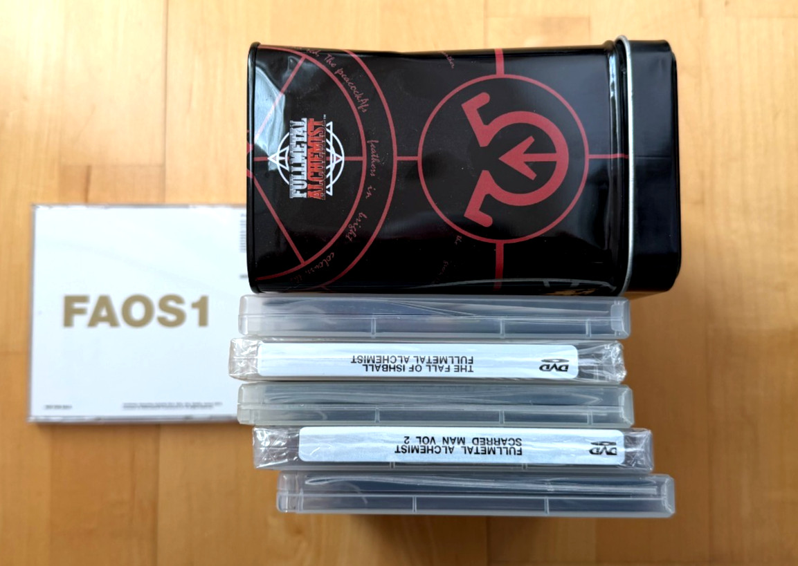 FullMetal Alchemist Series Black Tin Box Collectors Set Vol 1-5 DVDs and CD