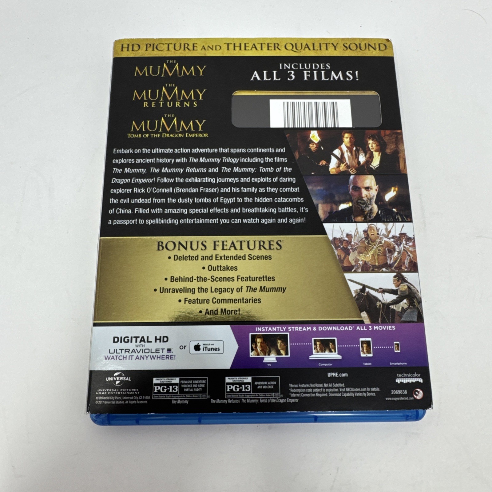 The Mummy Trilogy Blu-ray with Slipcover All 3 Movies +Extras Tested
