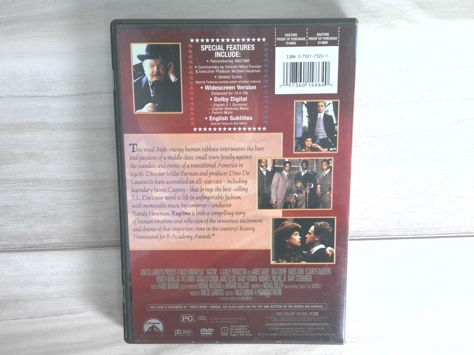 Ragtime DVD 1981 Milos Forman Widescreen James Cagney Special Features Paramount