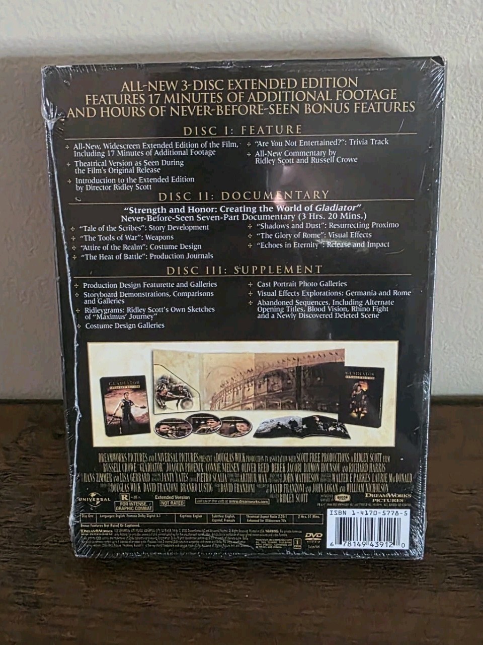 Gladiator Extended Edition 3-Disc DVD Russell Crowe NEW Sealed Box Set
