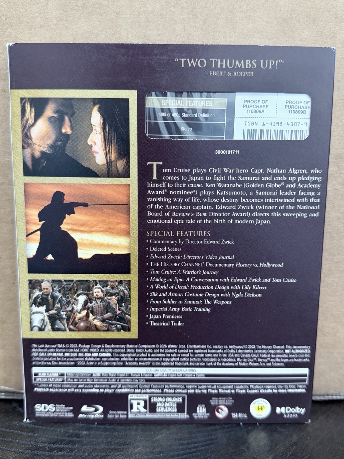 The Last Samurai Blu-ray Tom Cruise NEW