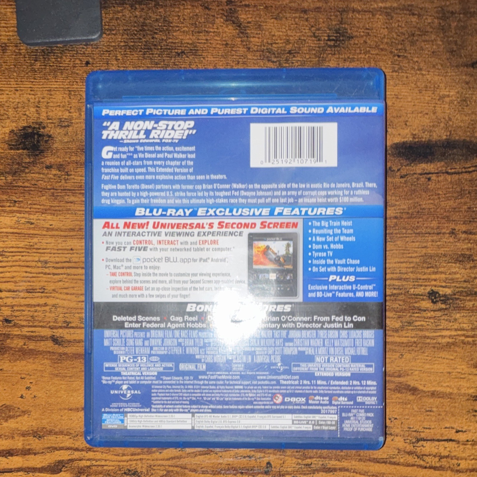 Universal Fast Five Extended Edition Blu-ray+DVD PG-13 2011 Diesel Walker
