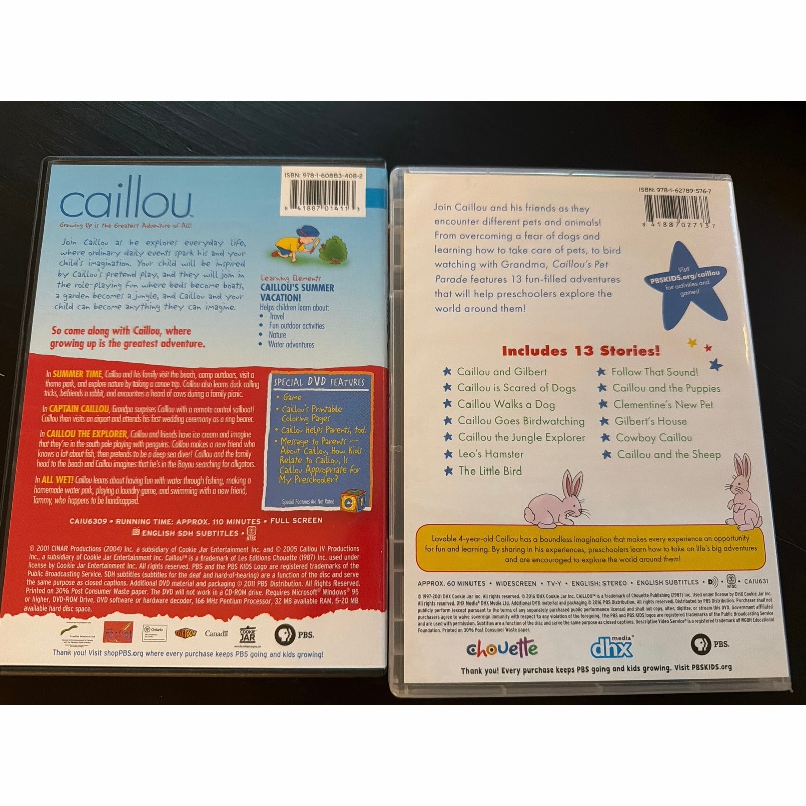 Two Children’s Educational DVDs from the PBS Kids Series Caillou