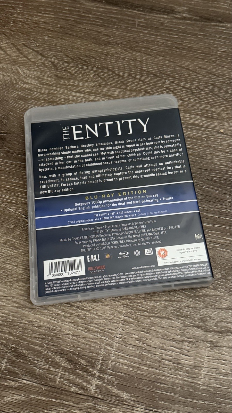 The Entity (1982) RARE OOP Region B Locked Blu-ray Eureka Barbara Hershey READ