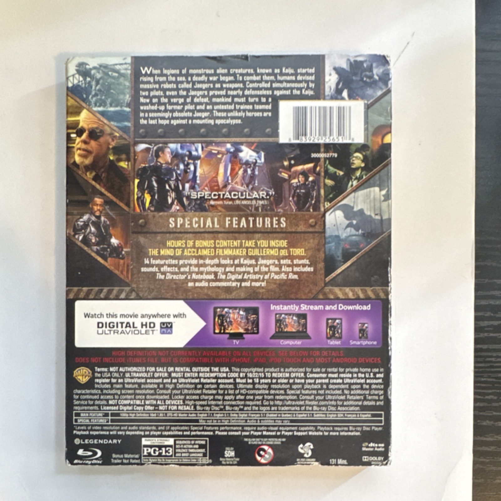 Pacific Rim Blu-ray DVD Digital HD Ultraviolet Special Features Audio Commentary