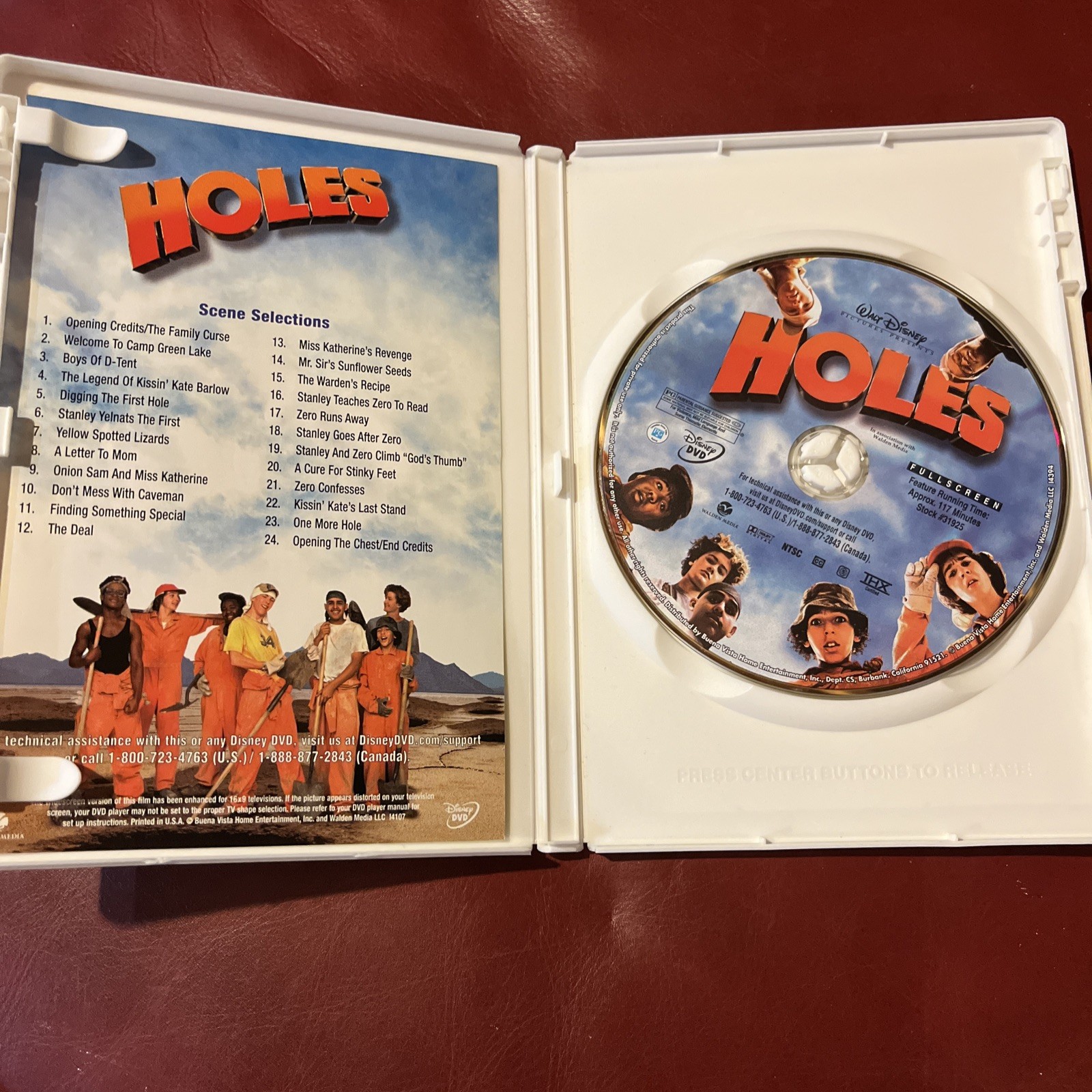 Walt Disney’s Holes (DVD 2003 Full Screen) Sigourney Weaver Jon Voight Like New