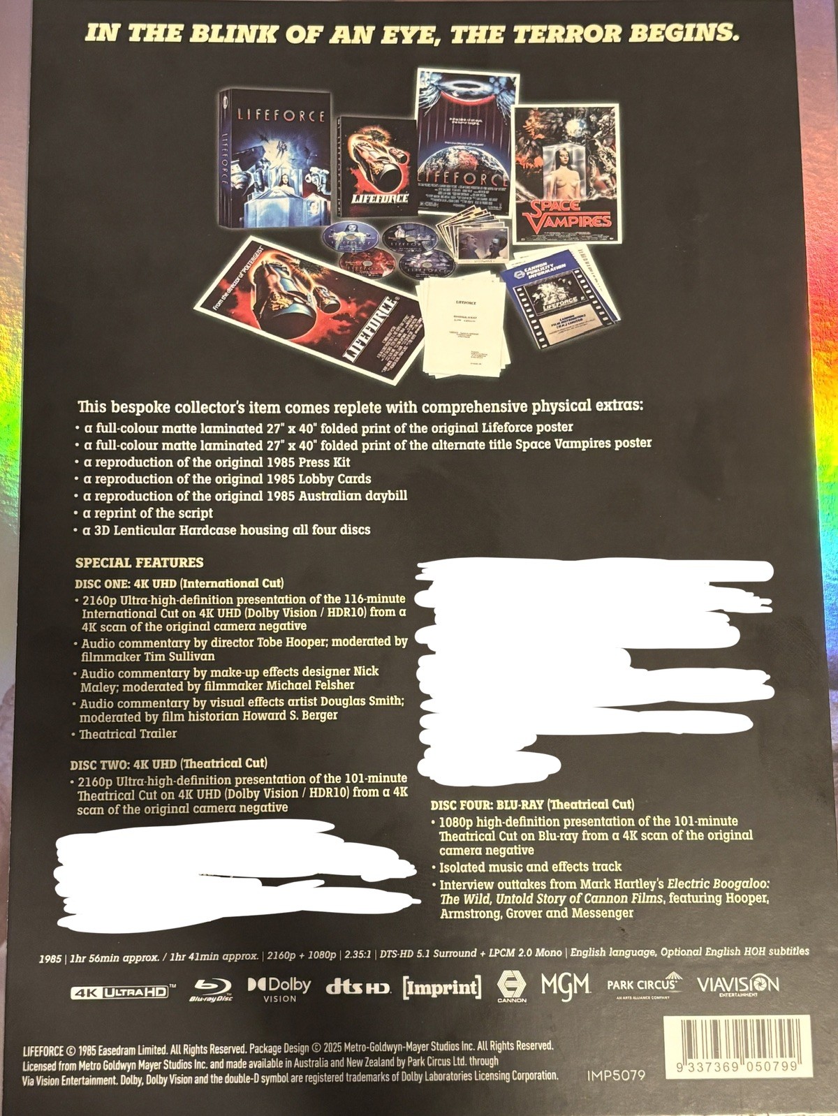 Lifeforce 1985 Imprint OOP Limited Edition 4K + Theatrical Blu-Ray (READ DESC!!)