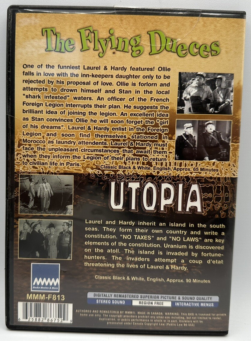 The Flying Dueces DVD Laurel & Hardy Double Feature 2 Movies Free Shipping
