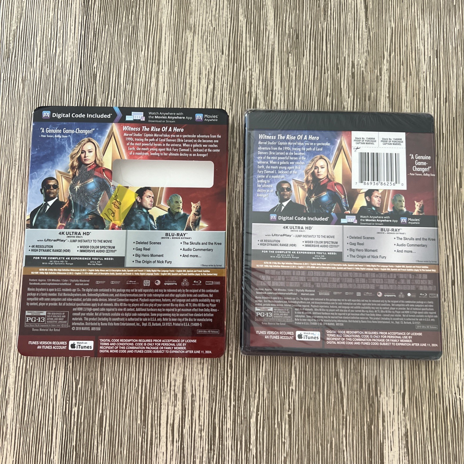 Captain Marvel (4K Ultra HD + Blu-Ray + Digital, 2019) w/Slipcover NEW & SEALED