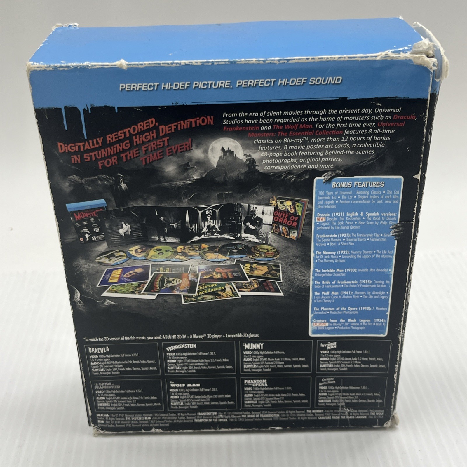 Universal Monsters BLU-RAY 8 Classics Disc Box Set Essential Collection. {107}.