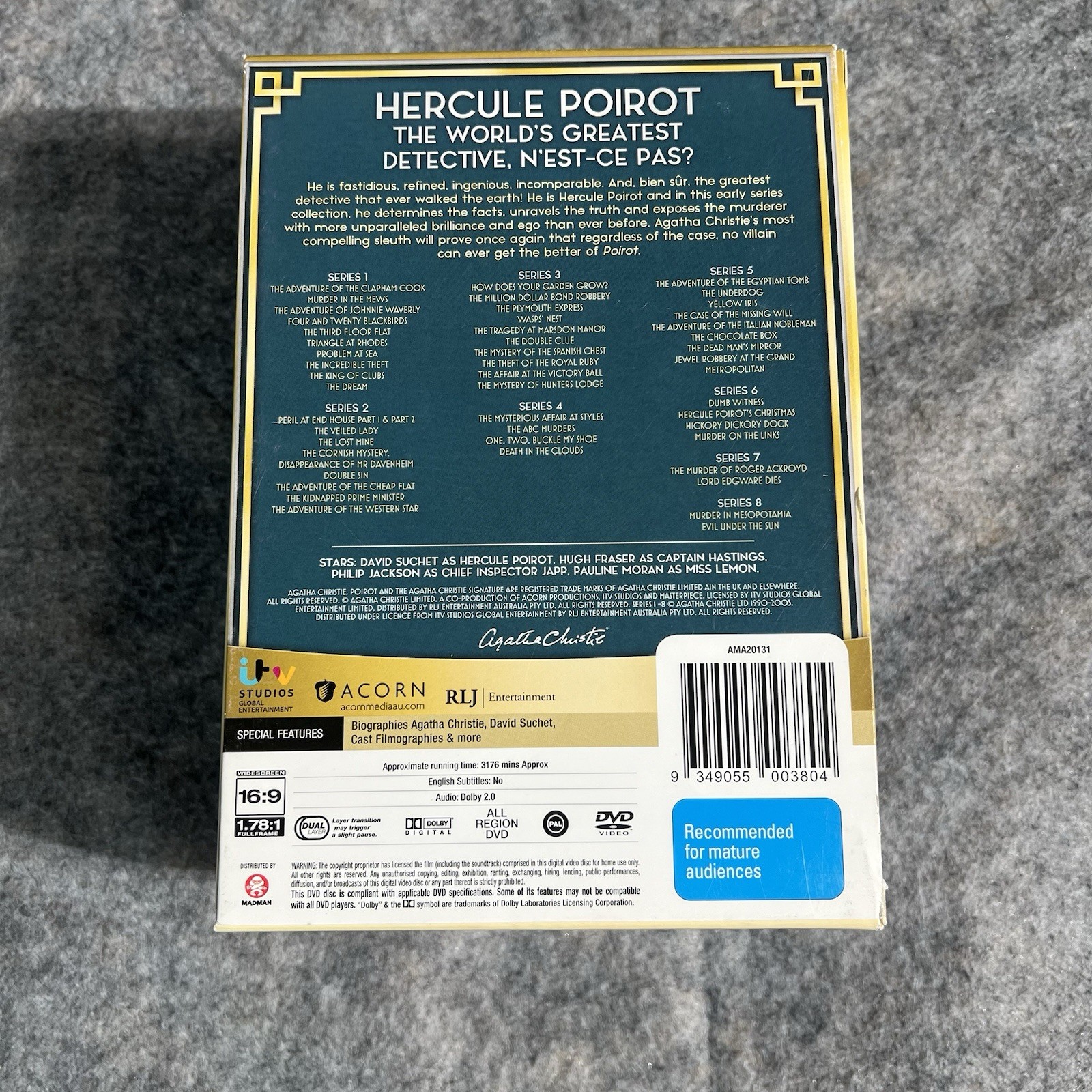 Agatha Christie Poirot Collection Season 1 – 8 DVD Early Case Files Free Post
