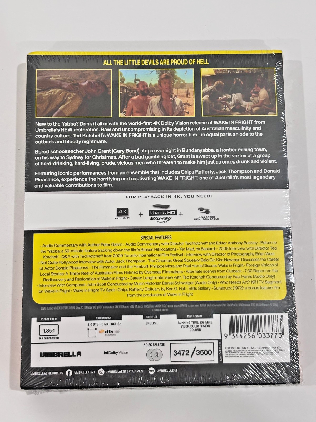 Wake In Fright (4K UHD Blu-Ray, 1971) – Ltd Edition – Brand New & SEALED!