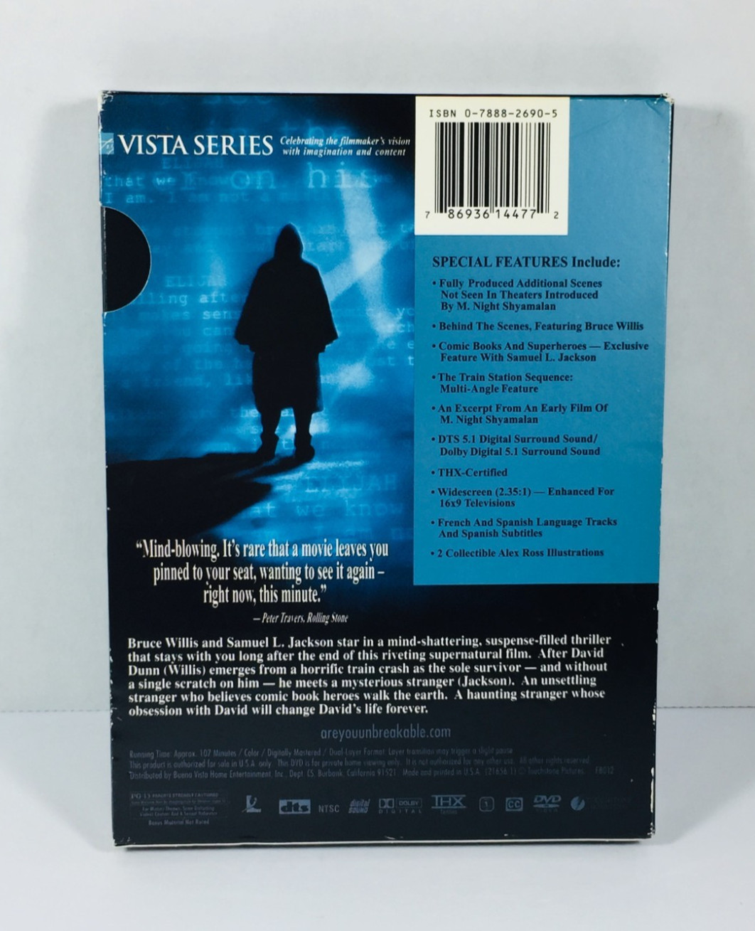 UNBREAKABLE (DVD, 2001, 2-Disc Set, Vista Series) BRUCE WILLIS SAMUEL L. JACKSON