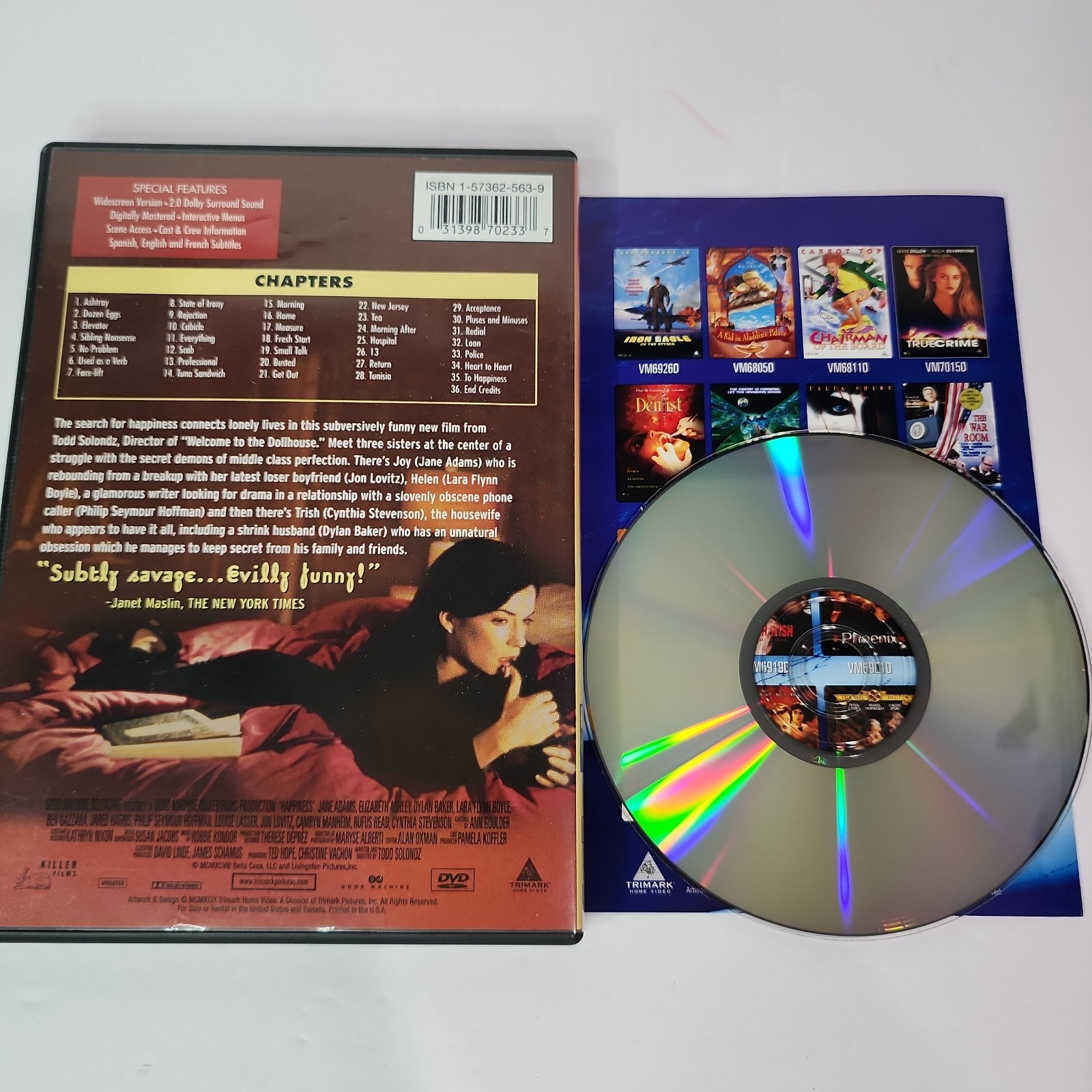 Happiness By Todd Solondz DVD Disc Jon Lovitz Phillip Seymour Hoffman Trimark