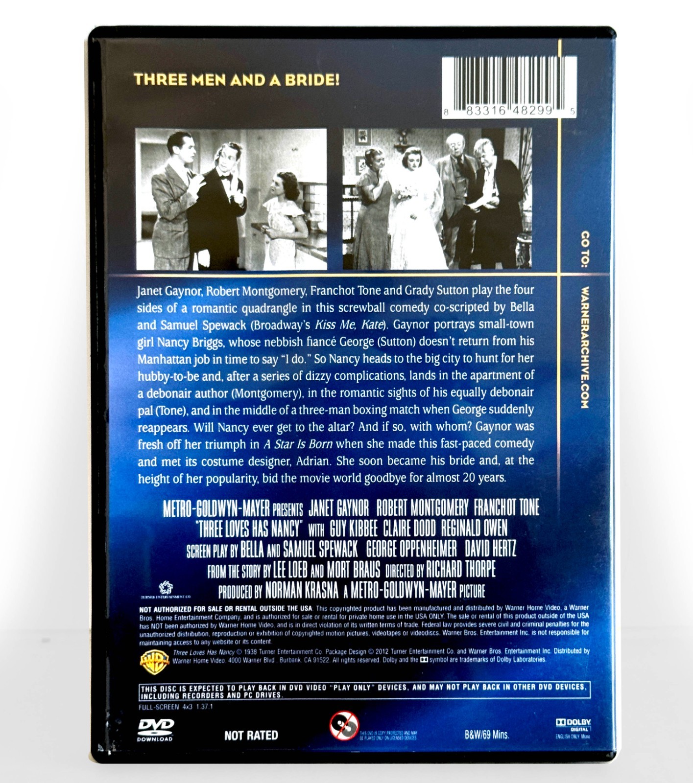 Three Loves Has Nancy (DVD, 1938, Warner Archives) Like New ! Janet Gaynor