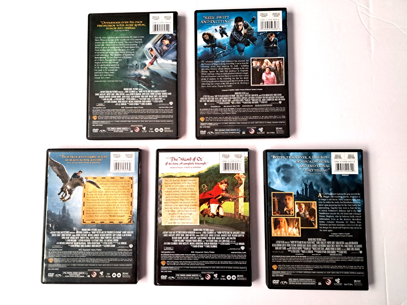 Lot of 5 – Harry Potter Wide Screen DVD Movies-see description for Titles