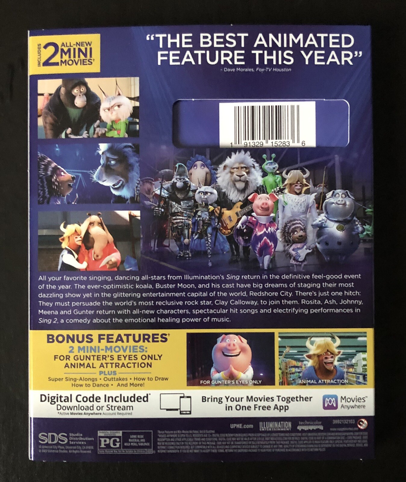 🔥🐨SING 2 Blu-ray & DVD 2-Disc Set (2021) Like New Matthew McConaughey!🔥🐨