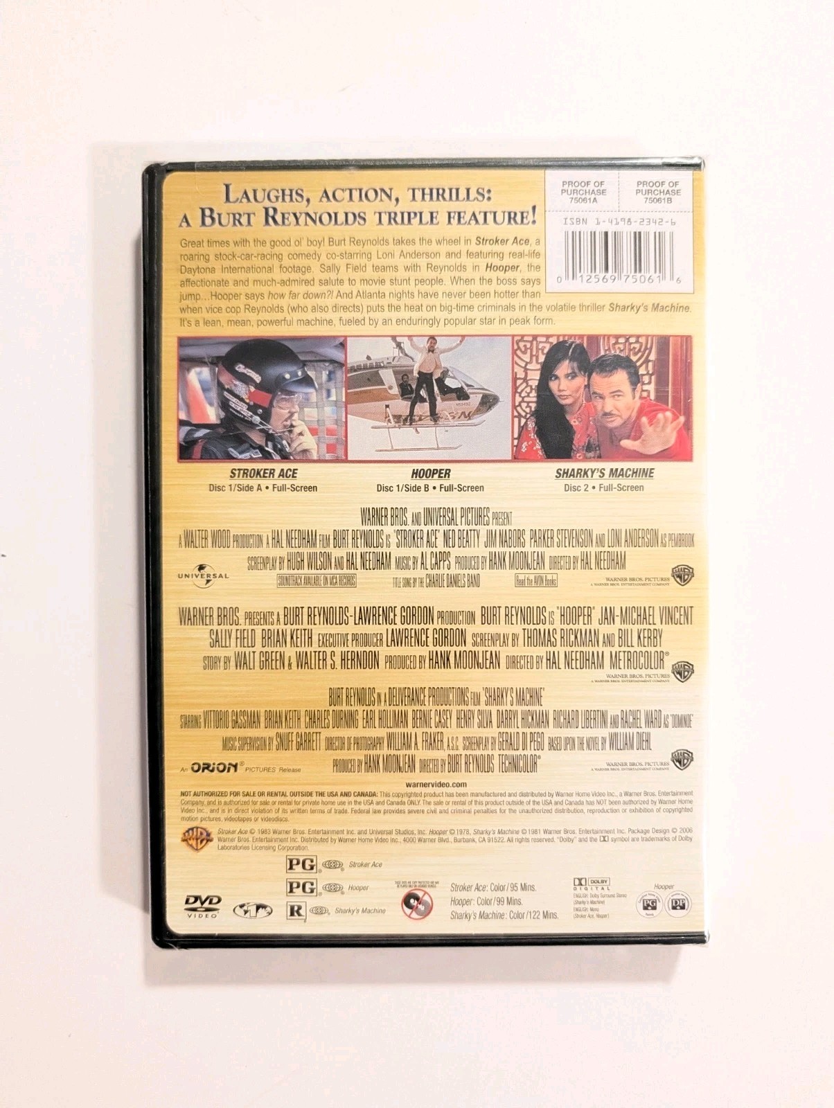 SEALED! Burt Reynolds Triple Feature: Stroker Ace/Hooper/Sharky’s Machine (DVD)