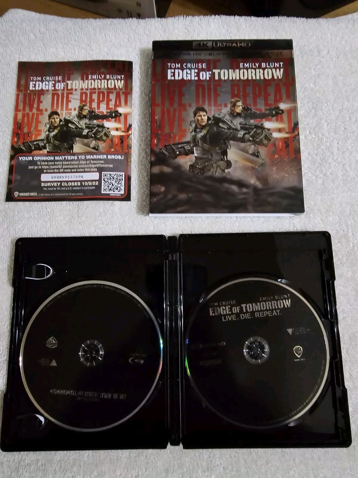 EDGE OF TOMORROW (4KUltra HD/Blu-Ray, 2-Disc Set) W/OOP Slipcover, No DIGITAL