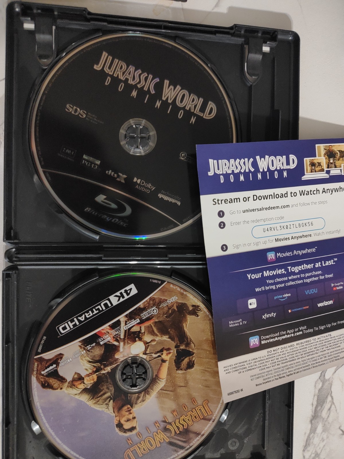 Jurassic World Dominion (4K Ultra HD + Blu-Ray) No Digital w/ Slipcover OOP