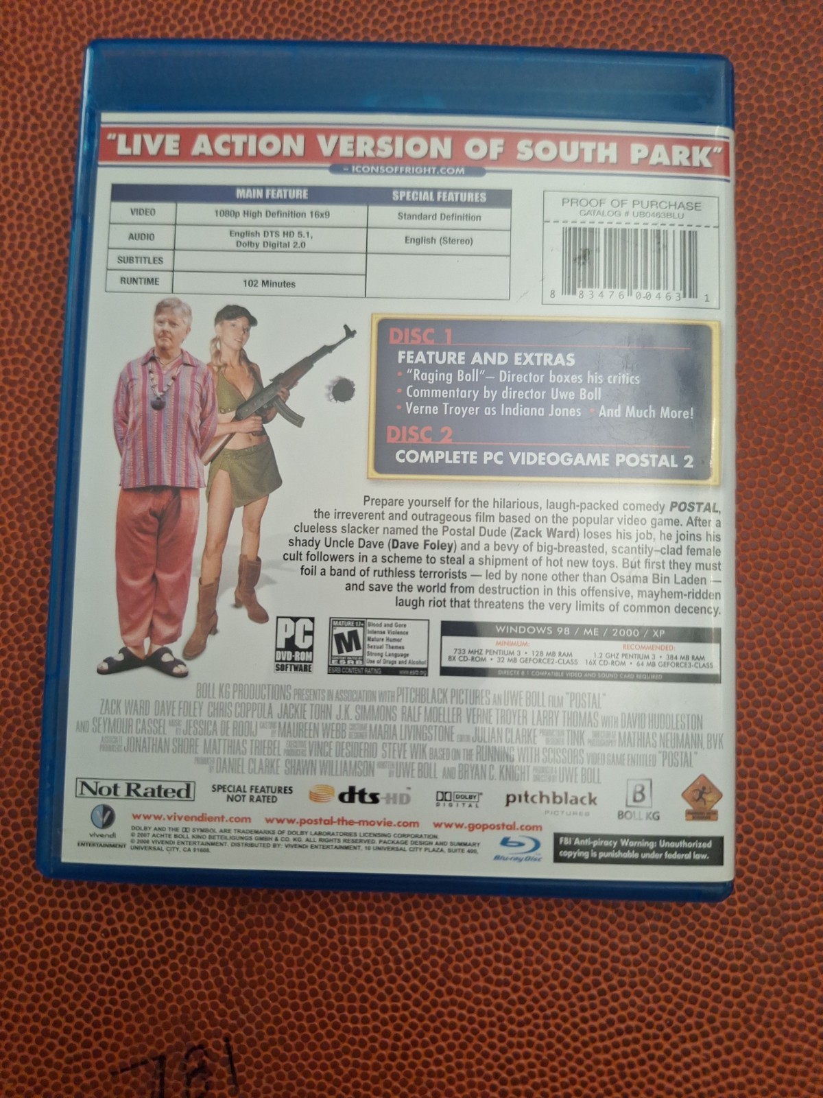 Postal Blu-ray Uwe Boll Cult Comedy w/Postal TESTED WORKING Rare Oop Video Game
