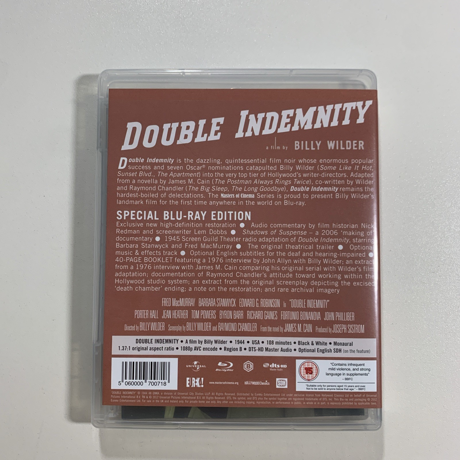 Double Indemnity (1944) Eureka Masters of Cinema Blu-ray – Region B – OOP!