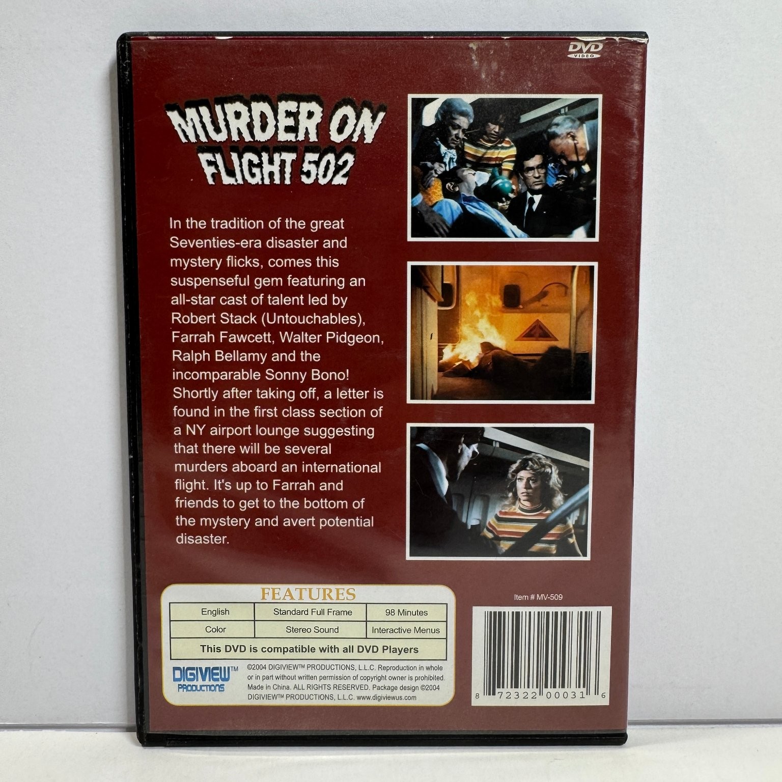 Murder on Flight 502 DVD 2004 Farrah Fawcett Robert Stack Digitally Remastered