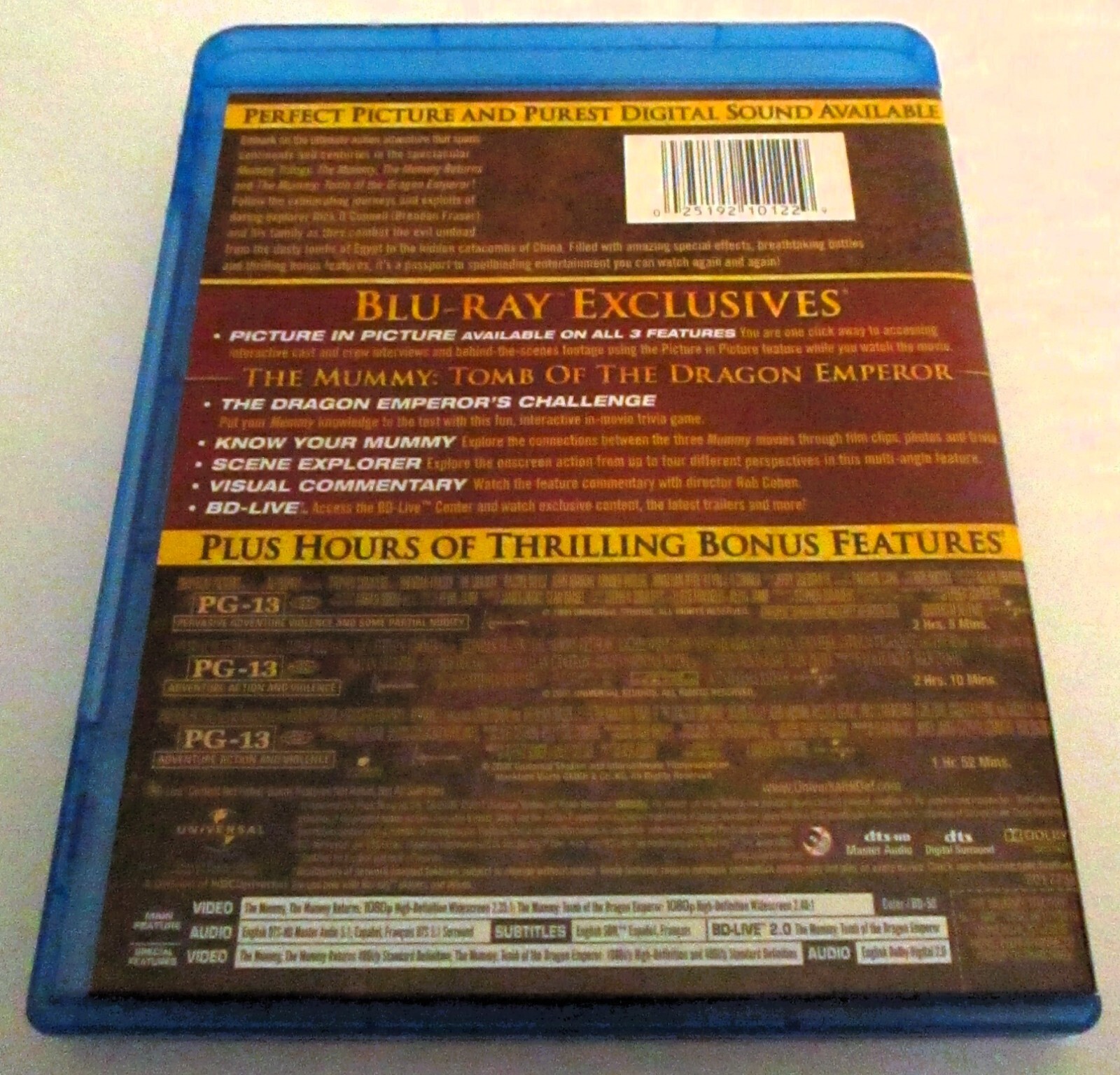 The Mummy Trilogy 3 Disc Blu-Ray Brendan Fraser Returns Tomb Of Dragon Emperor