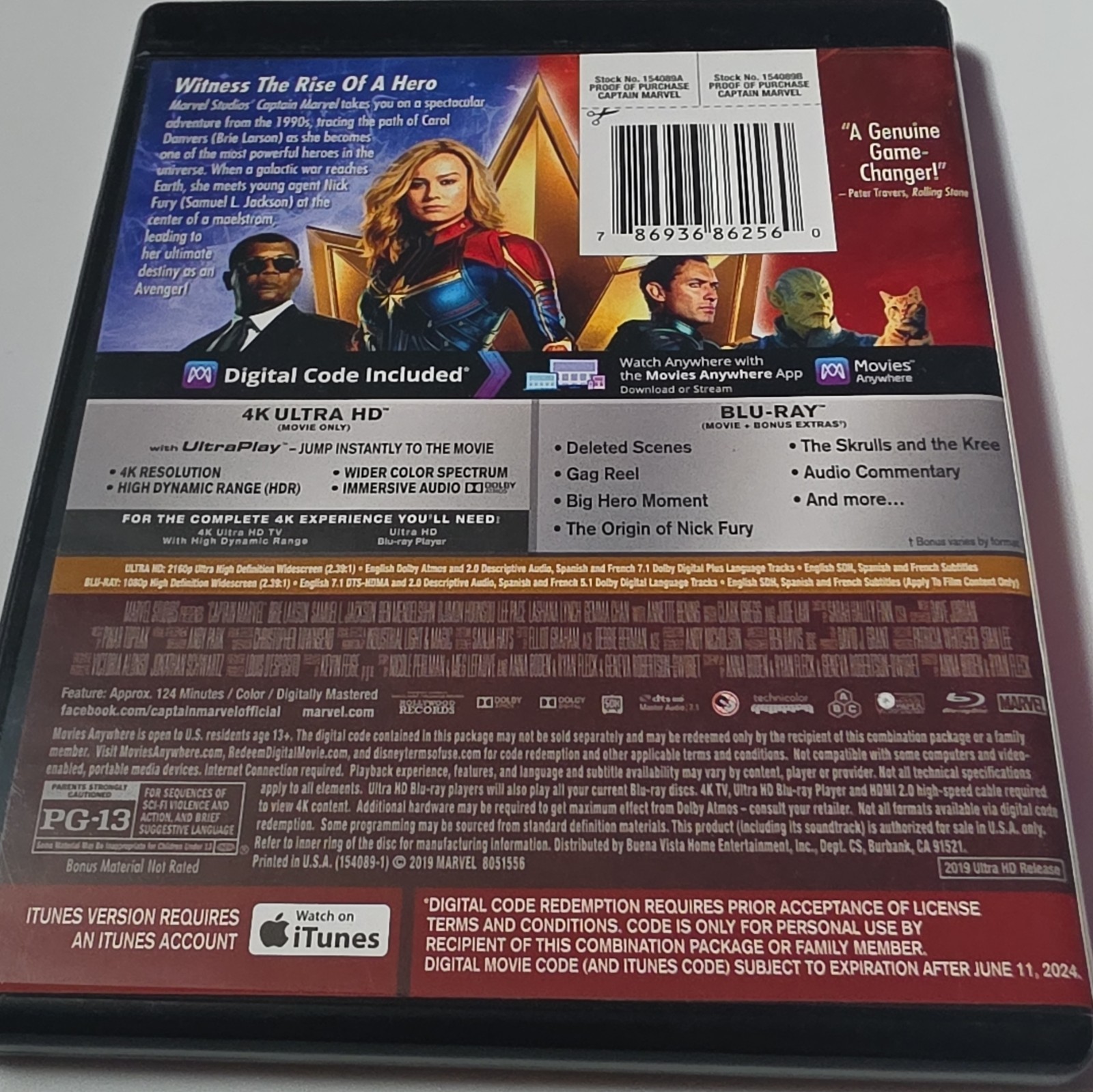 Marvel Studios Captain Marvel 4K UHD + Blu-ray Cinematic Universe Edition 2019