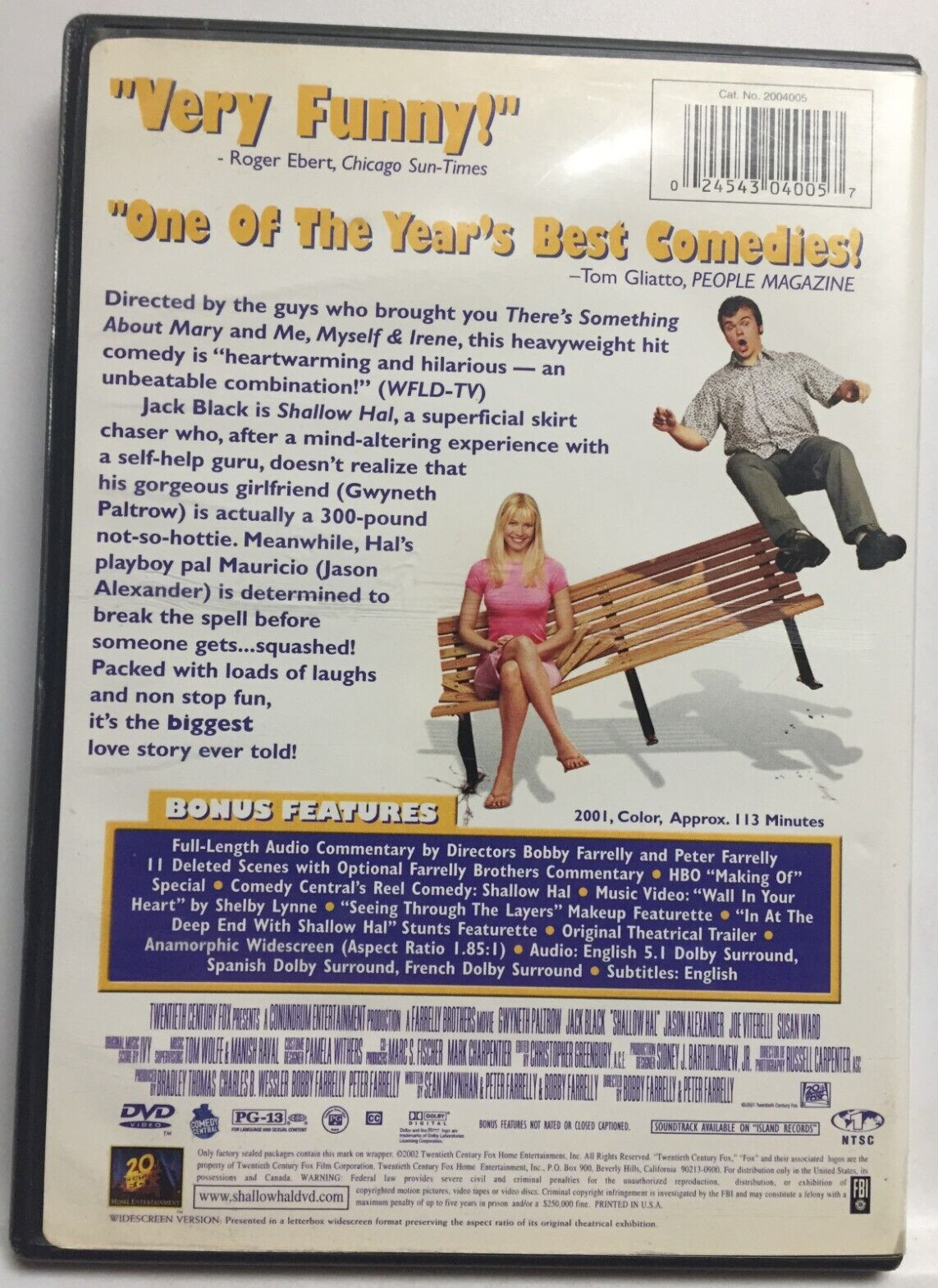Shallow Hal [2001] (DVD,2002,Widescreen) Jack Black, Gwyneth Paltrow