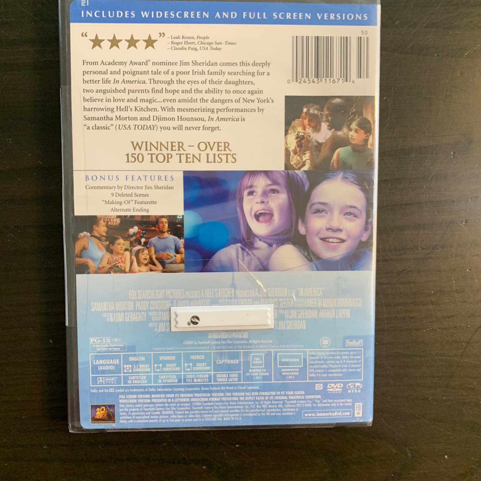 In America DVD 2004 Jim Sheridan Samantha Morton Paddy Considine New Sealed