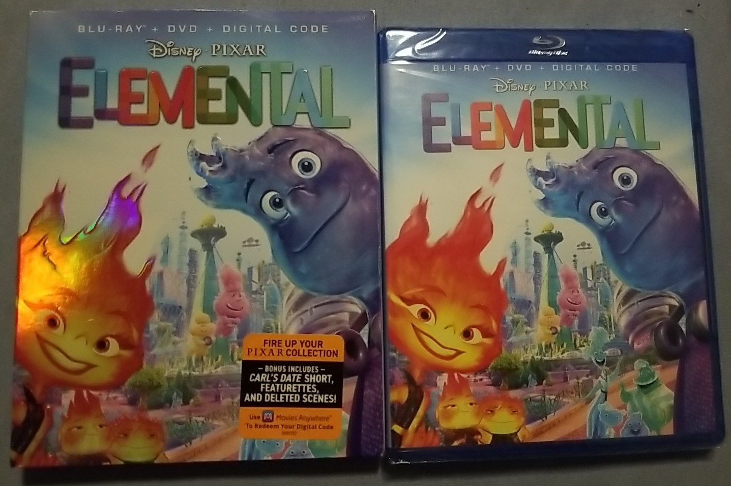 NEW Elemental (Blu-ray, DVD, w/Slipcover, Digital, 2023) SEALED Disney Pixar