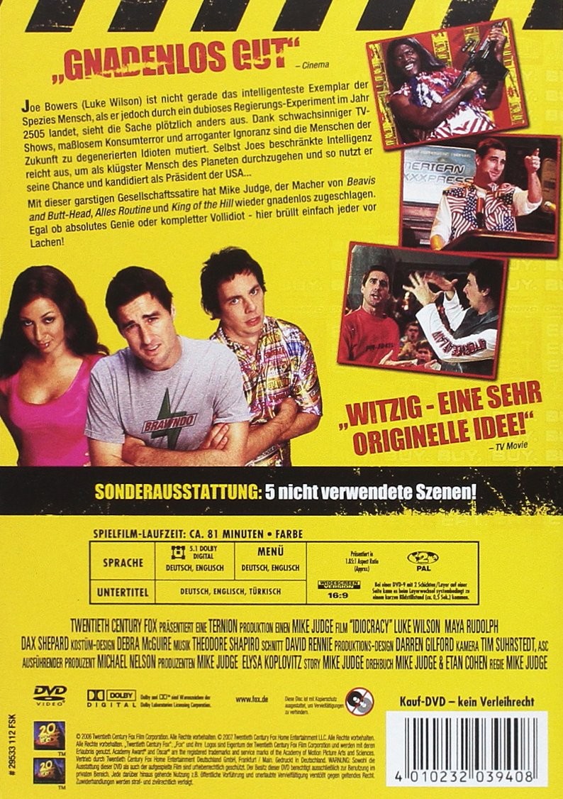 Idiocracy (DVD) Luke Wilson Maya Rudolph Mike Judge (UK IMPORT)