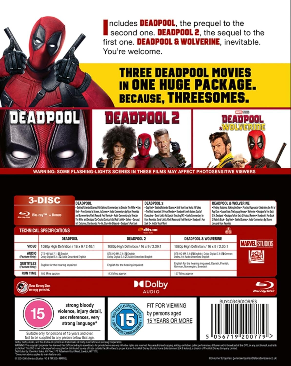 DEADPOOL Trilogy 3 Movie Collection Wolverine Blu-Ray BRAND NEW (USA Compatible)